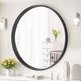 thumbnail image 2 of WallBeyond 31” Round Natural Wood Framed Mirror, 2 of 7