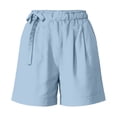 thumbnail image 5 of Aimik Casual Shorts for Women Summer Fashion Loose Straight Short Pants Elastic Waist with Side Drawstring and Pockets, 5 of 6
