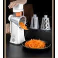 thumbnail image 4 of XIBUZZ Multifunctional Rotary Cheese & Vegetable Grater with Handheld Blades, Suction Base, Stainless Steel, White, 4 of 6