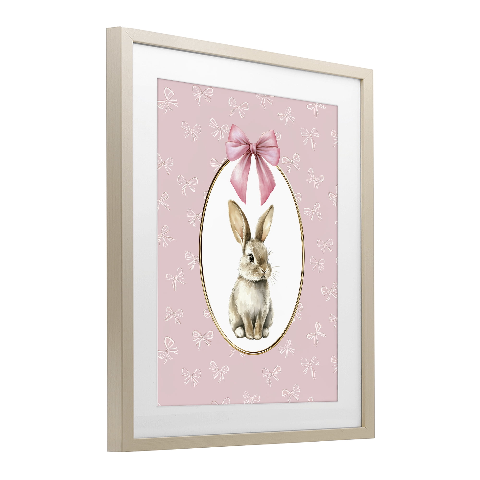 Stupell Industries Ribbon Border Bunny Birch Framed Print Under Glass, design by Christine Simpson Art