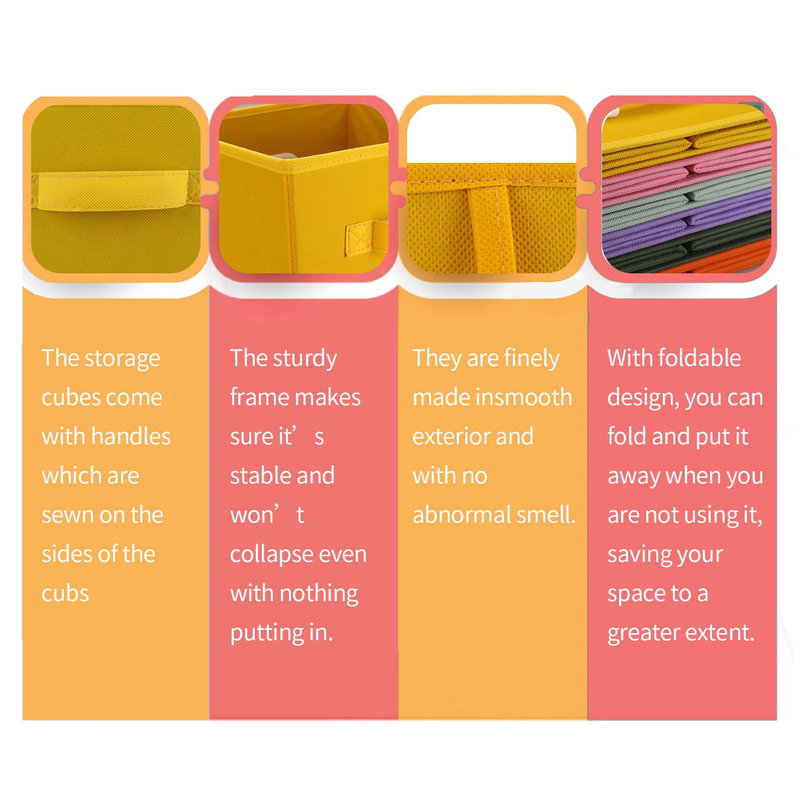 Storage Cubes, 11 Inch Cube Storage Bins for Organizing, Nonwoven Storage Cubes with Handles (Set of 6), Foldable Cube Storage Organizer for Arrangement and Sorting.