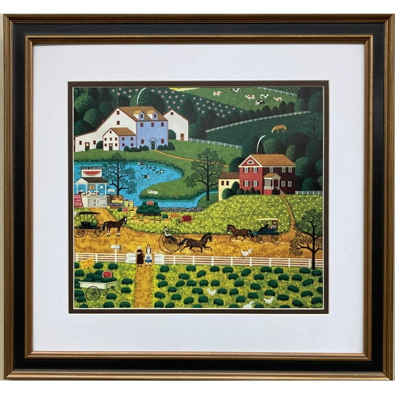 Charles Wysocki "Jolly Hills Farms" Newly FRAMED Art Americana Rural Generic