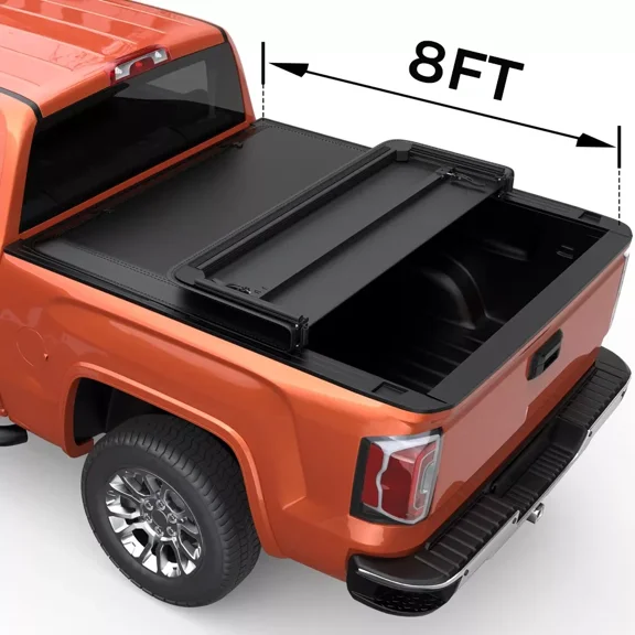 WHALEMOTOR Soft Quad Fold Tonneau Cover Compatible with 1994-2026 Dodge Ram 1500 2500 3500 8ft Bed (96.3"), Vinly Top Alloy Steel Structure