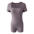 thumbnail image 5 of NMMUED Rompers for Women Workout Seamless Romper Yoga One Piece Tank Tops Jumpsuits Short Sleeve Tummy Control Rompers Light Violet XXL, 5 of 8