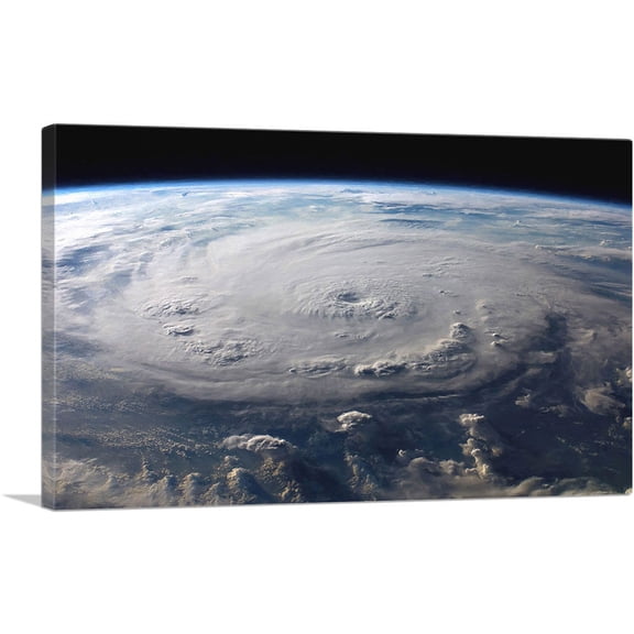 ARTCANVAS NASA Space Station Aerial View of a Storm Over Earth Canvas Art Print - Size: 12" x 8" (0.75" Deep)