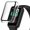Clear, variant on GARENAS Watch Glass Screen Protector Watch Case Suitable for Band 7 Full Coverage Protective PC Material Tempered Glass All Inclusive Preservation(Dark Blue)