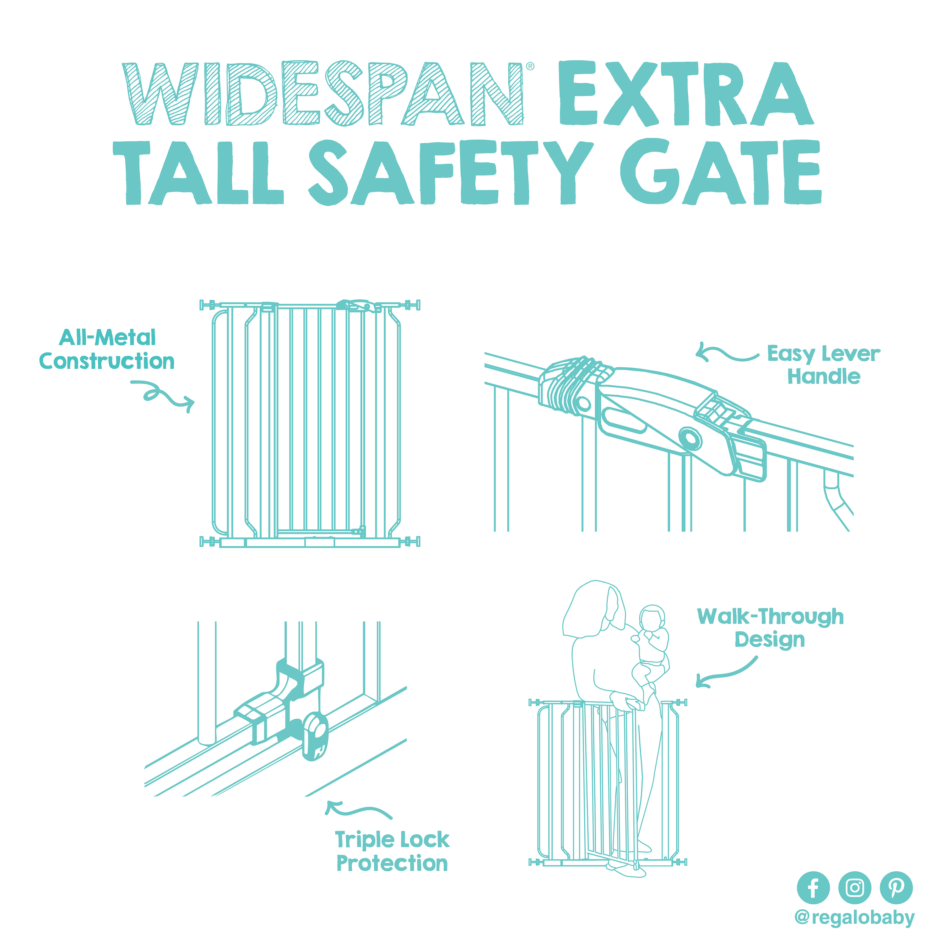 Regalo Extra Tall Safety Gate, 36 Inch, Fits 29-49 Inch photo 7