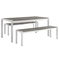 Afuera Living 3-Piece Modern Aluminum Patio Dining Set in Gray