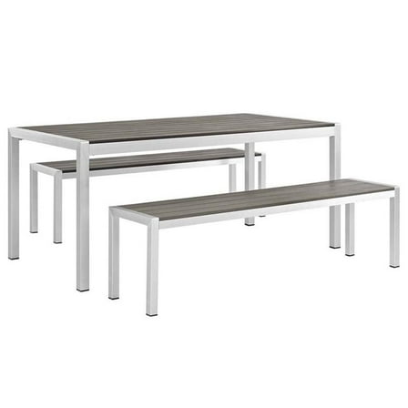 Afuera Living 3-Piece Modern Aluminum Patio Dining Set in Gray