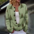 thumbnail image 1 of Plus Size Women's Christmas Santa & Tree Embroidered Cardigan Long Sleeve Round Neck Button Down Knit Sweater For Holiday Season, 1 of 6