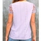 thumbnail image 3 of Blusa casual morada para mujer con mangas cortas y detalle calado, talla XL, escote en V, encaje y crochet, 3 of 5
