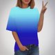 thumbnail image 4 of Blusas de Manga Corta para las Mujeres, Moda Impresa Cuello Redondo Camiseta Casual Top Hecho de Cómodo Estante de Algodón de Imitación para Todas las Estaciones, Blusas de Algodón para las Mujeres, 4 of 5