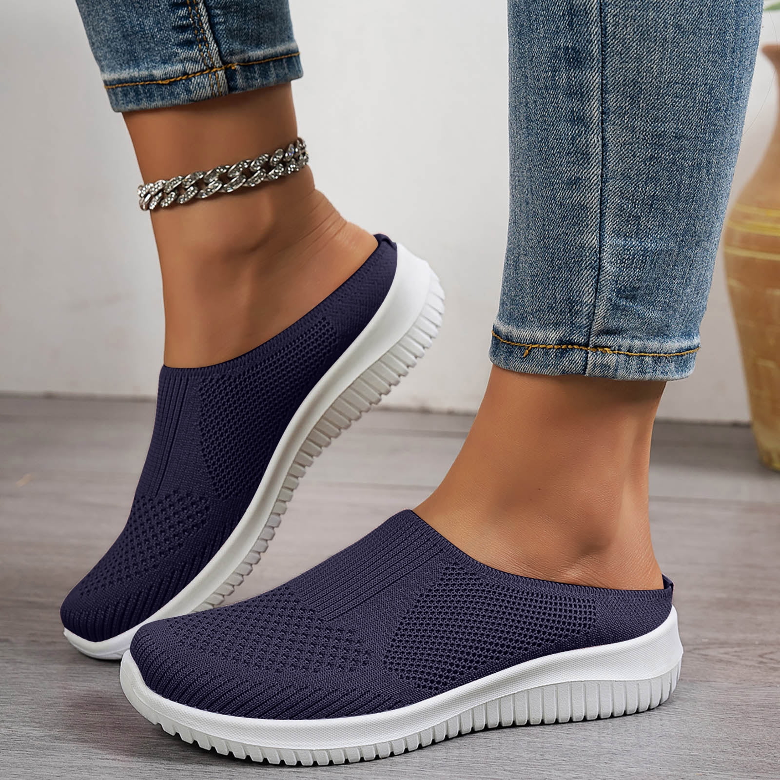 Chenyee Womens Slip On Mules Clogs Lightweight Open Back Walking Shoes Breathable Closed Toe Slides