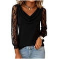 thumbnail image 3 of TaTaai Womens Solid Color Long Sleeve Ruched V Neck Pullover Casual Blouse Textured Detail Tunic Top for Daily Wear Gift, 3 of 5