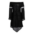 thumbnail image 4 of Idoravan Masquerade dresses for women Solid Color Literary Casual Dress Long Sleeve Off Shoulder Stretch Dress L, 4 of 5