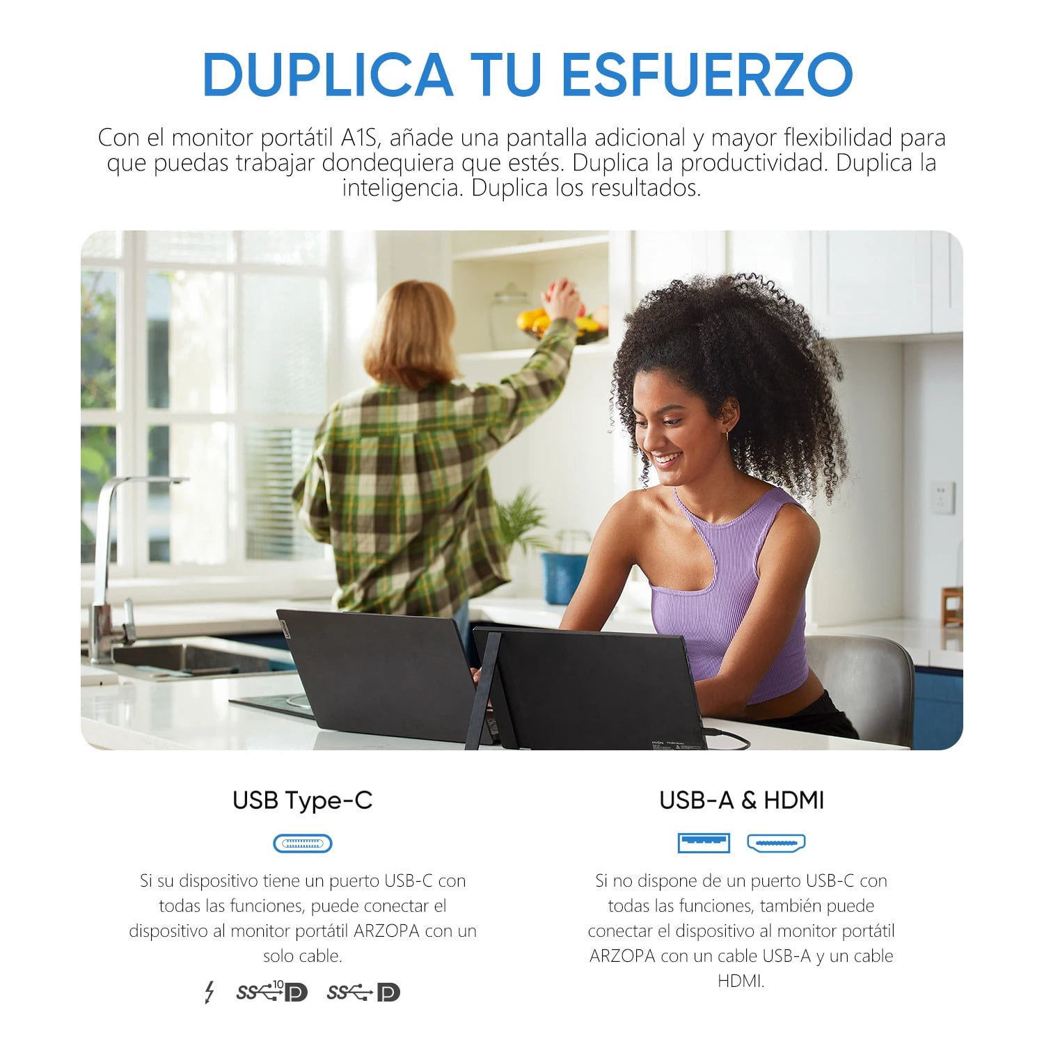 ARZOPA 14 inch 1080P FHD IPS Portable Monitor with USB C HDMI External Second Screen for Mac/Laptop/PC/Switch/PS/Xbox A1S