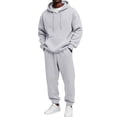 thumbnail image 2 of Men Full Zip Hoodie Tracksuit Set Soft Thick Fleece Sweatsuit Matching Jogger Outfit 2026 Fall Winter Relaxed Set Light Gray M, 2 of 4