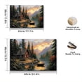 thumbnail image 5 of 2D Flat, A Horizontal Wooden Frame Featuring a Canvas Wall Art of a Lakeside Country Cabin, Complete with a Framed Sunset Landscape Print, Suitable for Versatile Home Decor in Living Rooms,, 5 of 7