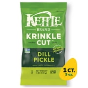 Kettle Brand Potato Chips, Krinkle Cut, Dill Pickle Kettle Chips, 5 oz