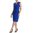 thumbnail image 4 of Allegra K Robe Crayon pour Femmes Sans Manches Col en V Ceinturée Robe de Travail m Bleu Royal, 4 of 6