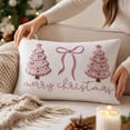 thumbnail image 7 of Christmas Printed Throw Pillow Pink Plump Festive Decorative Cushion For Sofa Couch Bed Holiday Decor, 7 of 7