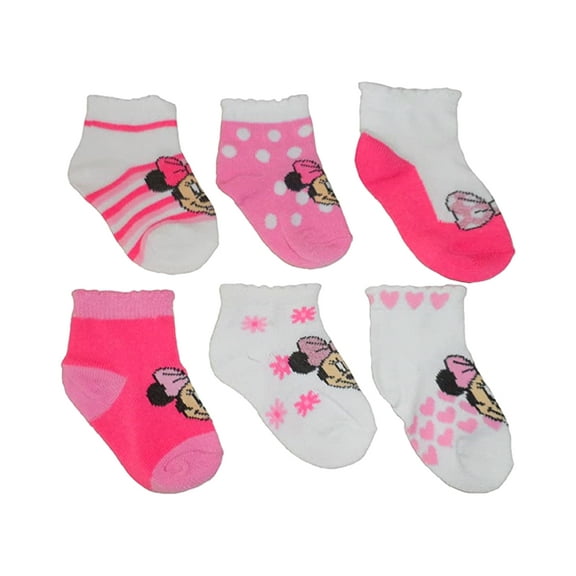 Disney Minnie Mouse Infant Baby Girl's Assorted Socks 6 Pair
