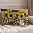 thumbnail image 2 of Farmhouse Sunflowers Outdoor Waterproof Pillow Covers, Western Star Vintage Sparrows Decorative Square Throw Pillowcase Sofa Cushion Sham for Patio/Couch/Chair, 24"x24" 2 Pack, 2 of 8