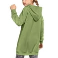 thumbnail image 4 of ZQUUVOU Children's Girls Long Pullover Sweatshirt Solid Color Hoodie Dress with Pockets for Fall Winter Casual Cozy Outfits Green, 4 of 9