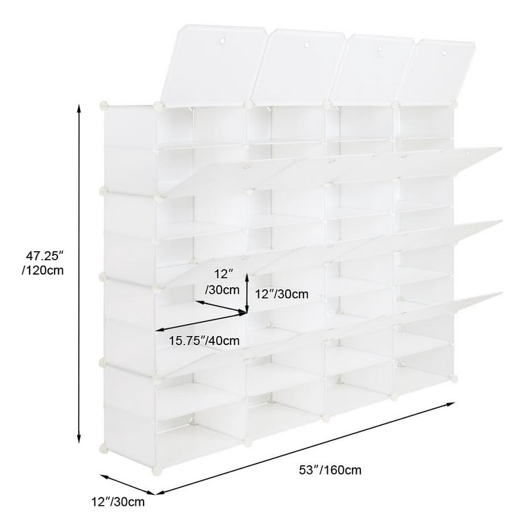 36-Cube Stackable Shoe Organizer, DIY Plastic Shoe Storage Rack 72 Pair  Modular Shoe Cabinet, Black 