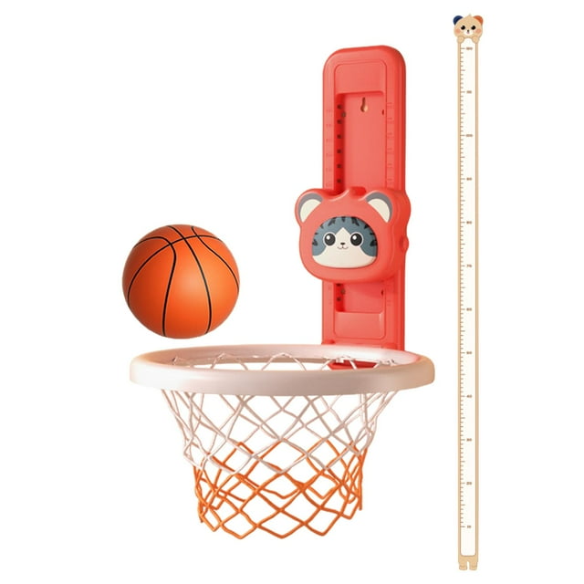 Aro de baloncesto para niños, contador de salto alto táctil, juguetes de movimiento de crecimiento físico, dispositivo táctil de altura para niños y n Rojo con pegatinas