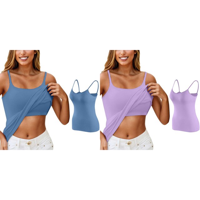 (Lot de 2) Kcodviy Camisole à Bretelles Femme Yoga Course Hauts pour Femmes Couche de Base 2TG Hauts pour Femmes Grande Taille Bretelles Ajustables Hauts pour Femmes 42B Camisole 3 Pk Chandail de Compression