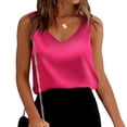 thumbnail image 2 of Inglocry Women's Silk Satin Camisole Tank Tops V Neck Pleated Dressy Casual Sleeveless Blouses Summer Business Work Shirts 2026 Hot Pink XL, 2 of 5