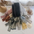 thumbnail image 4 of Opolski Hiver Femme Léopard à Pois Nœud Chaud Col en Fausse Fourrure de Lapin Foulard Tour de Cou, 4 of 9
