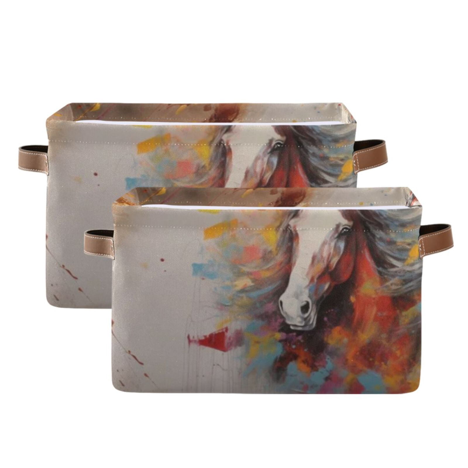 Horses Painting Storage Bins Baskets With Handles Storage Box Clothes Organizer Organization Toys