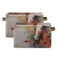 thumbnail image 2 of Horses Painting Storage Bins Baskets With Handles Storage Box Clothes Organizer Organization Toys, 2 of 7