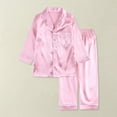 thumbnail image 3 of EnJoCho Kids Pajamas Suit Little Girls Boys Satin Silk Pajama Long Sleeves Sleepwear 2 Piece Button Down Classic Loungewear Pants Suit Comfort PJS Set, 3 of 5