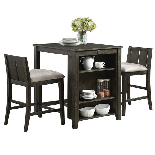 Lexicon Daye 3 Piece Wood Counter Height Dining Set in Dark Cherry