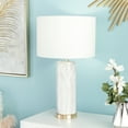 thumbnail image 2 of CosmoLiving by Cosmopolitan 26" Faux Marble White Table Lamp with White Linen Shade, 2 of 11