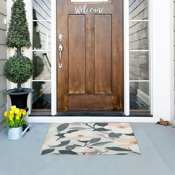 Pastel Flowers Pattern Versatile Absorbent Door Mat, Non-Slip, Easy to Clean 32''x20''