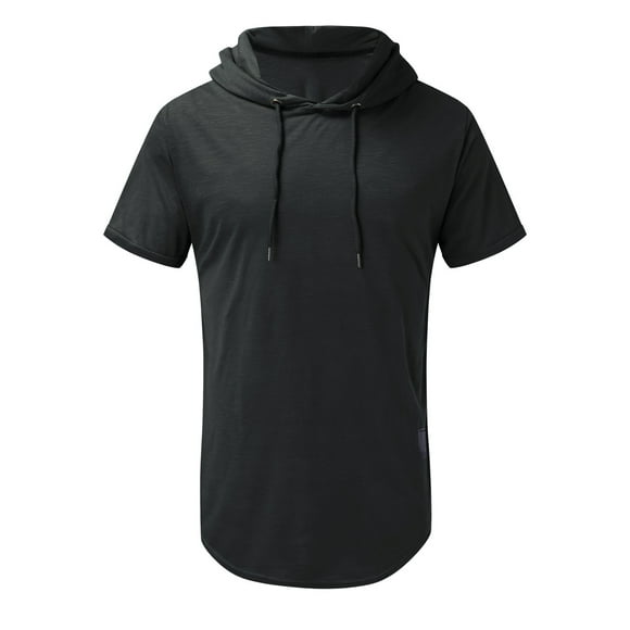 Wozhidaose Men's T-shirts Men's Summer Sports And Fitness Solid Color Hooded Short-sleeved T-shirt Top Compression Shirts for Men Gray M
