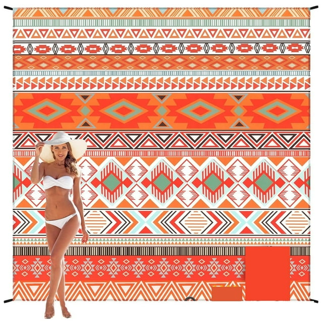 Couverture de Plage, Tapis de Plage Anti-Sable, Tapis de Pique-Nique Aztèque Extérieur Imperméable à Séchage Rapide et Léger