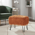 thumbnail image 5 of Home Soft Things Mongolian Faux-Fur Ottoman with Black Metal Legs, Rust - 19" x 13" x 17", 5 of 8