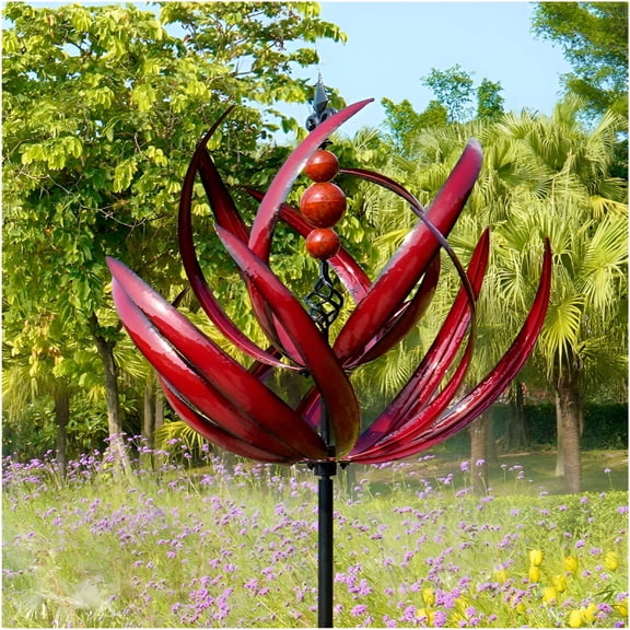 LAMIRO Wind Spinner Rotator Iron Inground Windmill Garden Decoration
