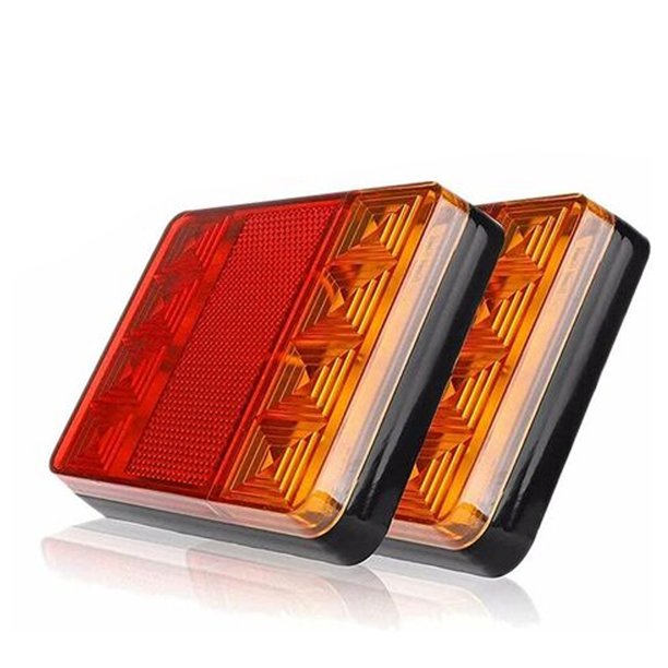2 luces traseras para remolque, iluminación trasera LED, lámpara de freno, impermeable, indicador de señal universal para camión, caravana, furgoneta, barco, coche, advertencia de estilo 12 V (8 LED)