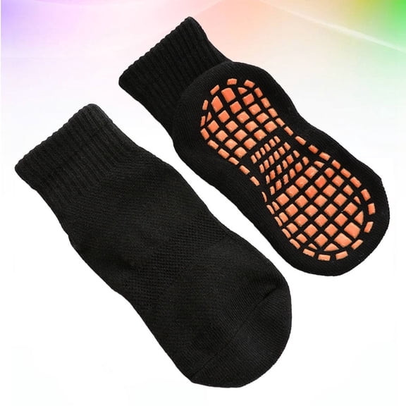 Raindrops 3Pairs Breathable Cotton Non Slip Floor Socks Black with Dispensing Sole for Trampoline and Sports
