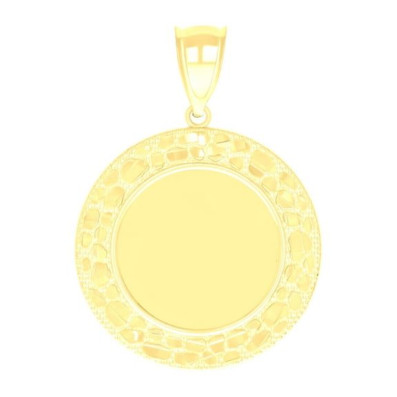 10k Yellow Gold Mens Nugget Medallion Fashion Charm Pendant for Men