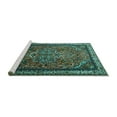 thumbnail image 2 of Ahgly Company Machine Washable Indoor Round Medallion Turquoise Blue Traditional Area Rugs, 7' Round, 2 of 4