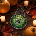thumbnail image 7 of AZXY Halloween Decorations Witchy Suncatcher Window Hanging, Gradient Green Spider Web Black Spider Faux Stained Glass Acrylic Ornaments, Gothic Wall Decor Gifts for Office Halloween Party Decor, 7 of 7