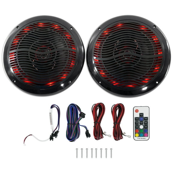 Rockville RMC80LB 8" 800w 2-Way Black Marine Speakers w Multi Color LED   Remote