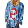thumbnail image 1 of Camisas casuales de manga larga para mujer, suéter, túnica suelta, blusa con cuello en V y estampado de árbol de Navidad Fridja FKASFK1337, 1 of 4
